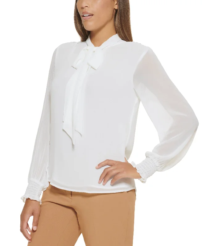 Calvin Klein Long Sleeve Tie Front Blouse Sleeveless Chiffon Blouse