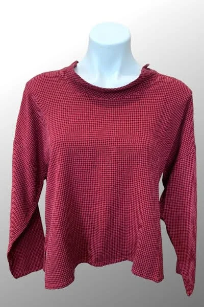 Checkered Cowl Blouse Elegant Lace Blouse