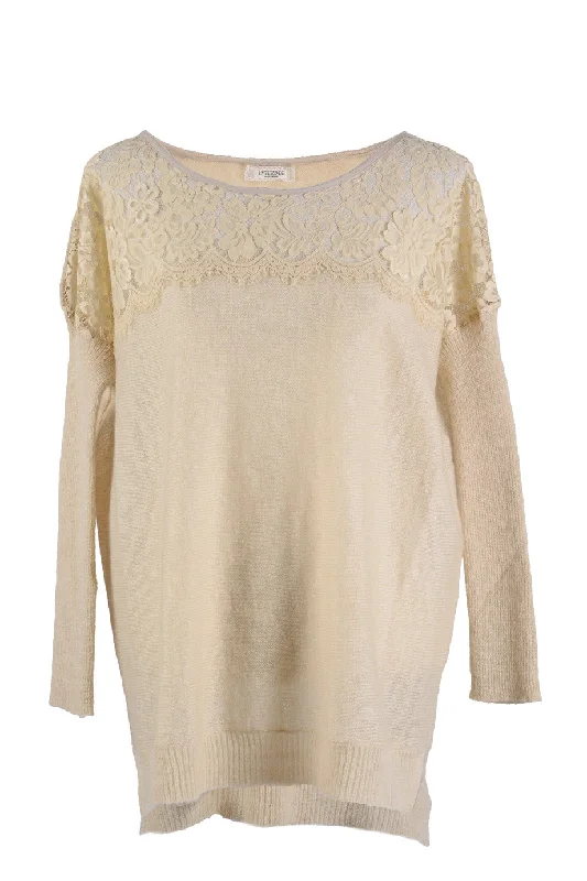 OMBELINE Beige Loose Blouse Lightweight Linen Blouse