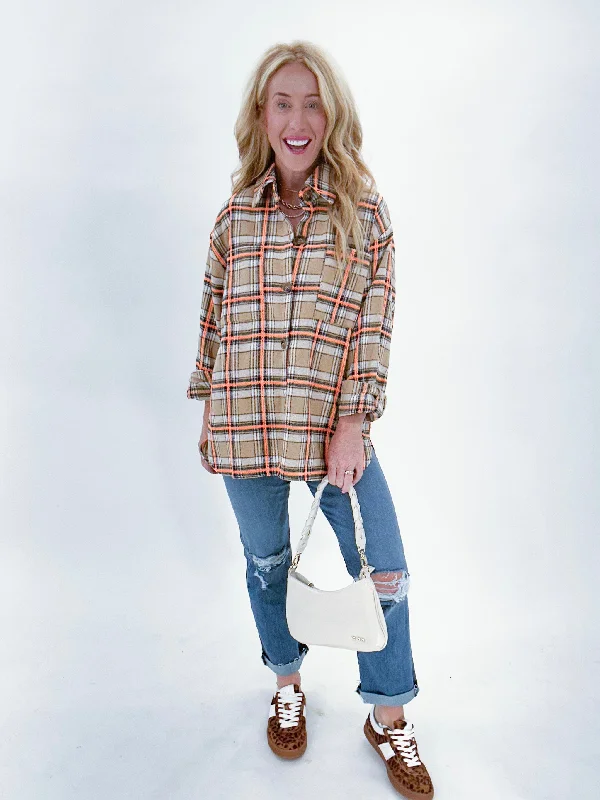 Plaid Dreams Shacket Vintage Lace Blouse