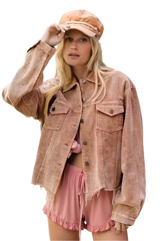 Oversized ribbed shacket by POL Peter Pan Blouse