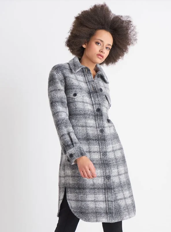 Dex Brushed Wool Plaid Shacket Polished Work Blouse