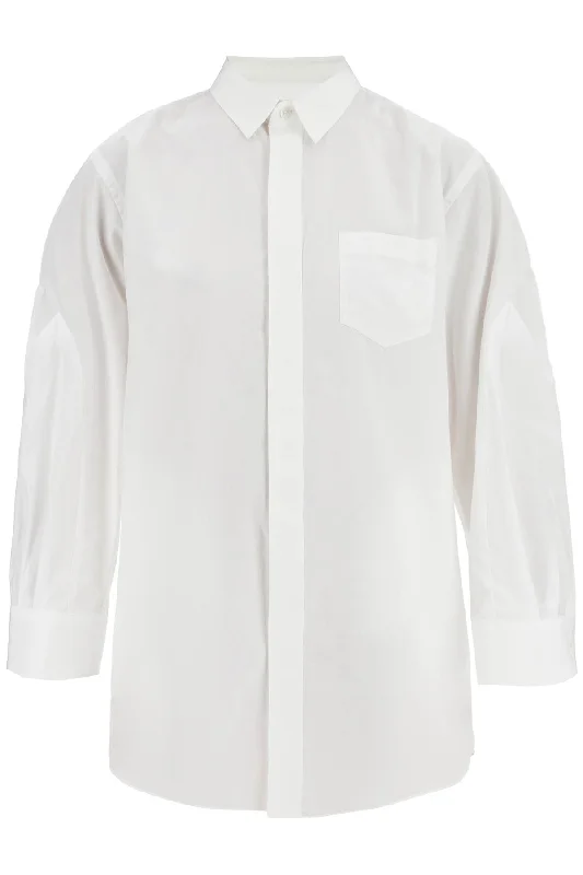 Mini Poplin Blouse In Chem  - White Frilled Cuff Blouse