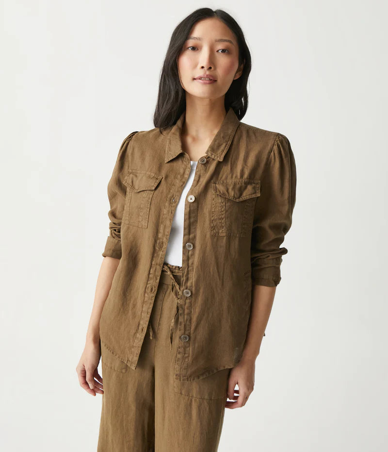 Jay Linen Shacket Textured Cotton Blouse