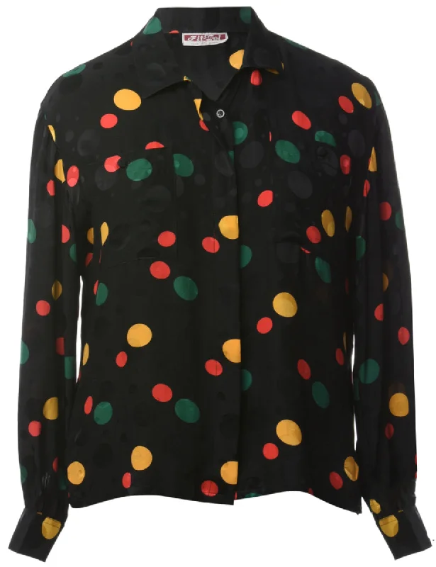 Polka Dot Blouse - L Lightweight Chiffon Blouse