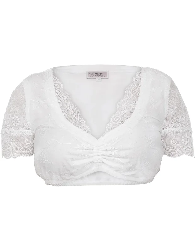 Sweetheart Dirndl Blouse with Lace Overlay Smart Casual Blouse