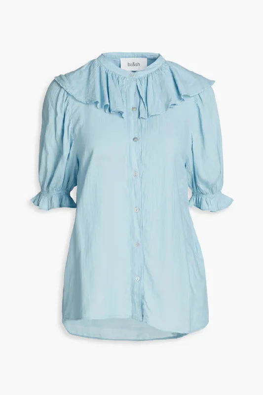 BA&SH Tamaris ruffle-trimmed cotton-twill blouse Chic Off-Shoulder Blouse