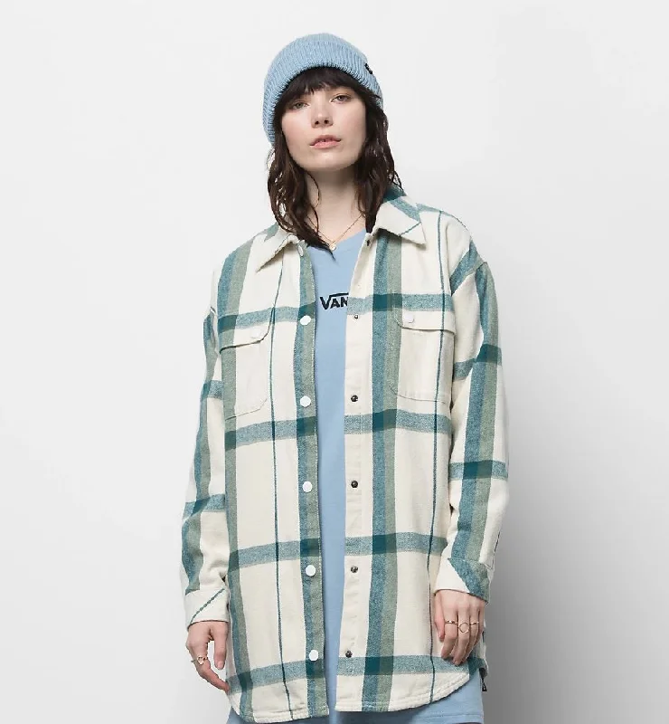 Vans W Hal Plaid Shacket Embroidered Cotton Blouse