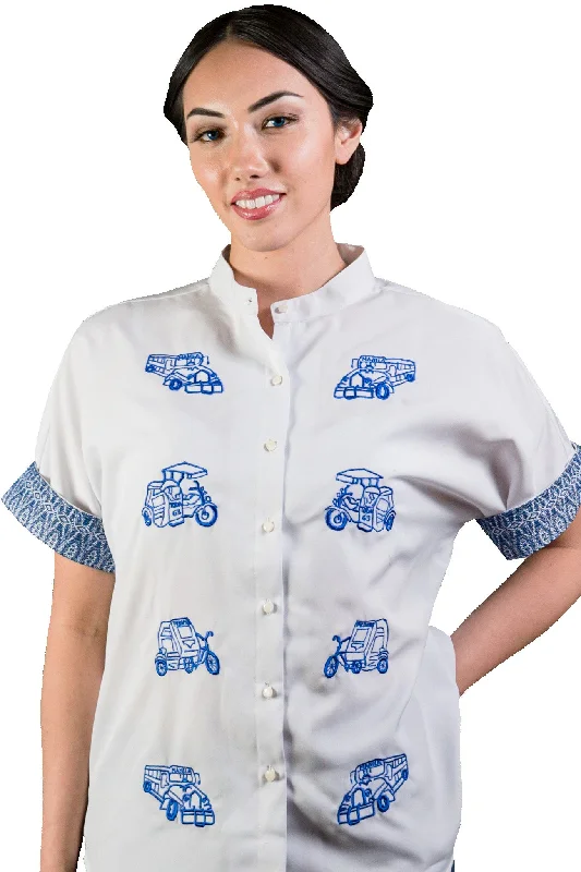 VAT04 - Anthologie - Women's Jeepney & Tricycle Blouse Elegant Peplum Blouse