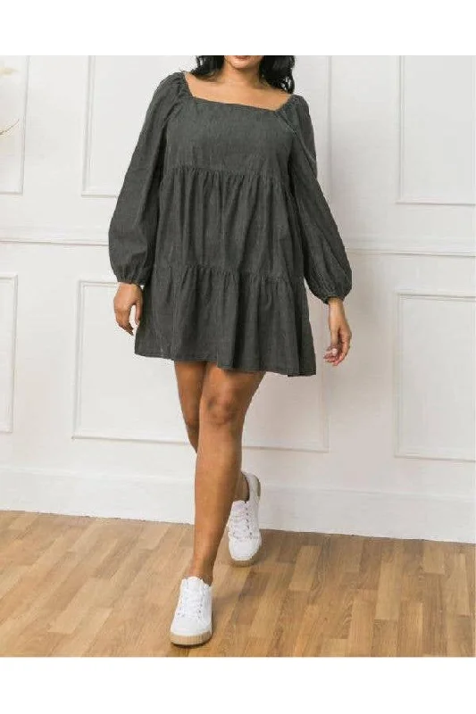 Plus Size Denim Mini Dress Cozy Knit Mini Dress