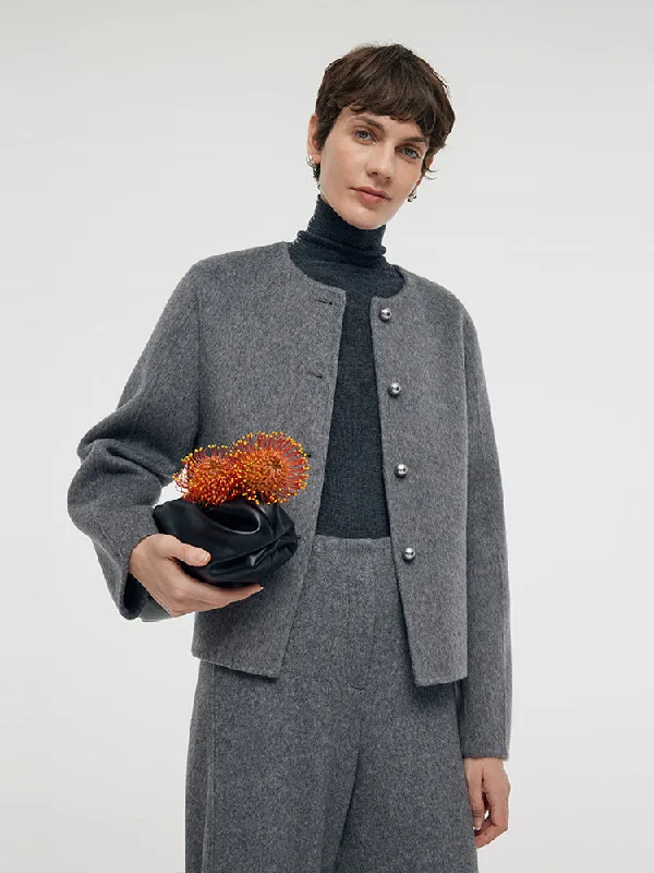 Alpaca Wool Double-Faced Women Jacket Wool Jacket Cashmere Jacket Tweed Jacket