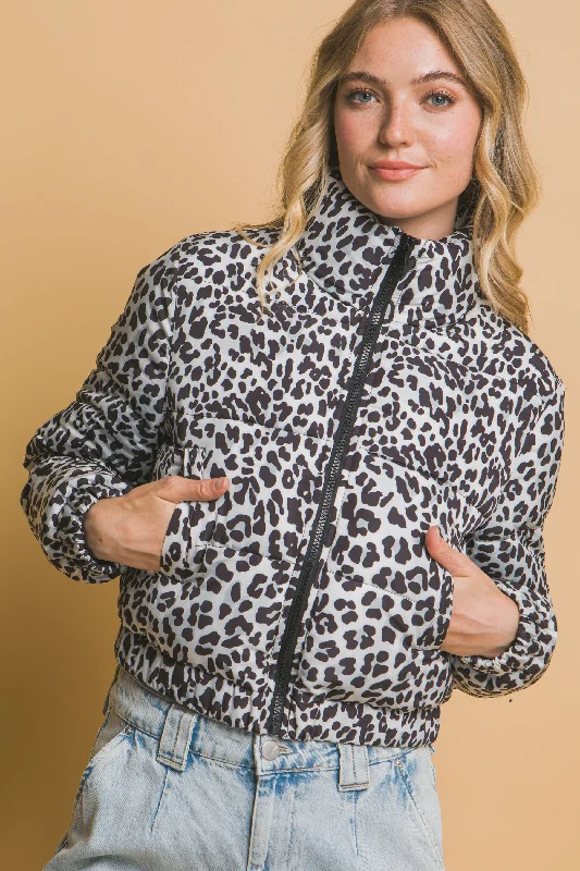 Animal Puffer Jacket in Black Nylon Jacket Polyester Jacket Spandex Jacket