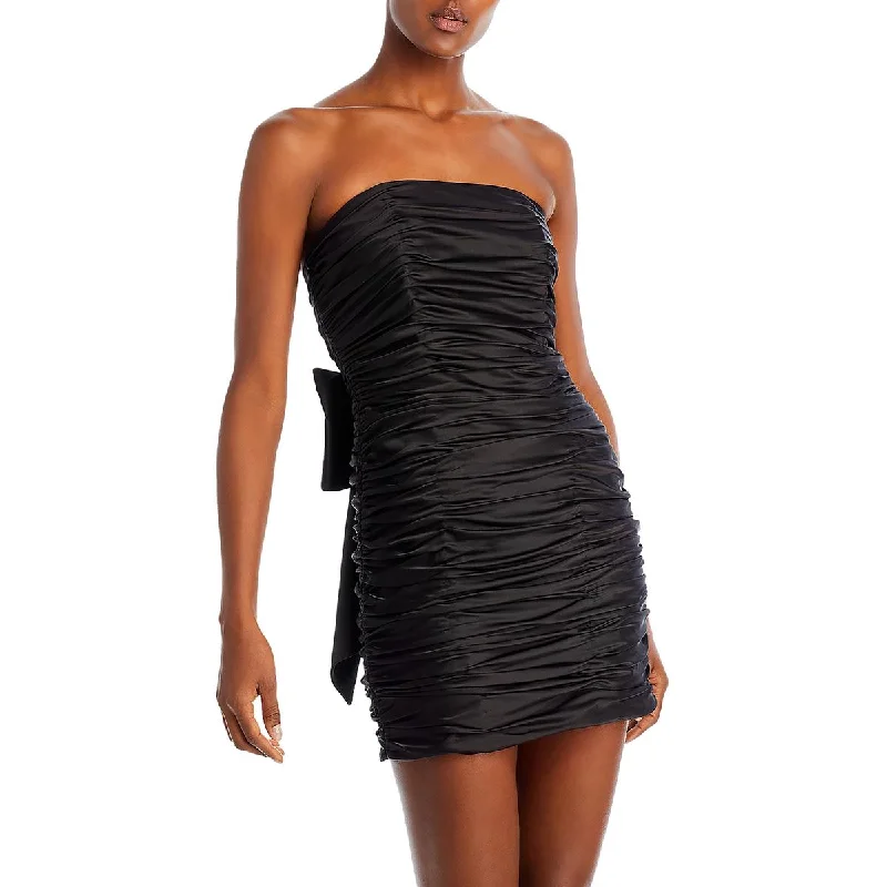 Aqua Womens Ruched  Mini Dress Trendy Lace Mini Dress