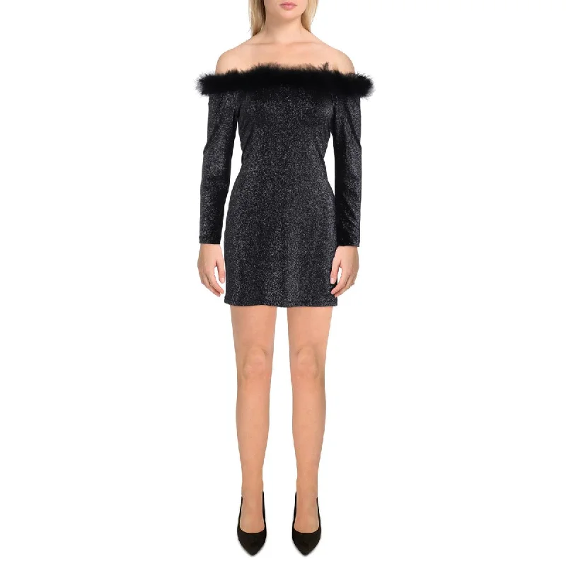 Bebe Womens Glitter Short Mini Dress Trendy Camisole Mini Dress