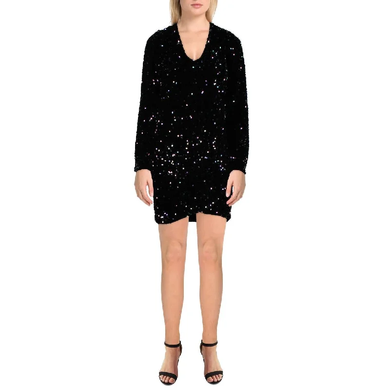 Betsey Johnson Womens Sequined Above Knee Mini Dress Comfortable Casual Mini Dress