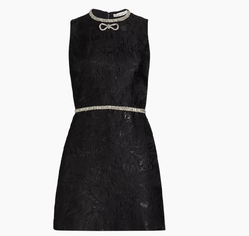 alice + olivia Ellis Embellished Crew Neck Sleeveless Mini Dress, Black Elegant Tulle Mini Dress