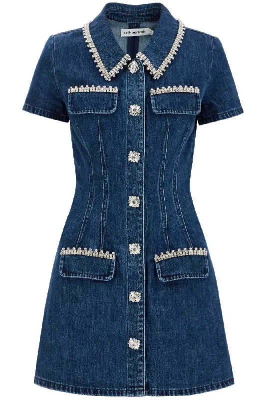 Self Portrait Women's Short-Sleeved Mini Dress Trendy Mesh Mini Dress