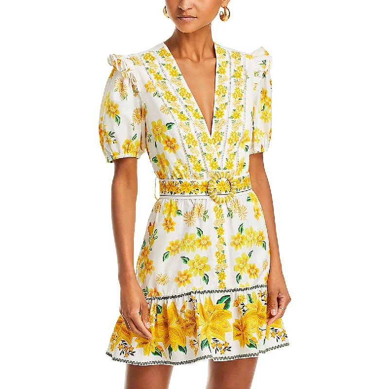 Womens Floral Button Down Mini Dress Fashionable Summer Mini Dress