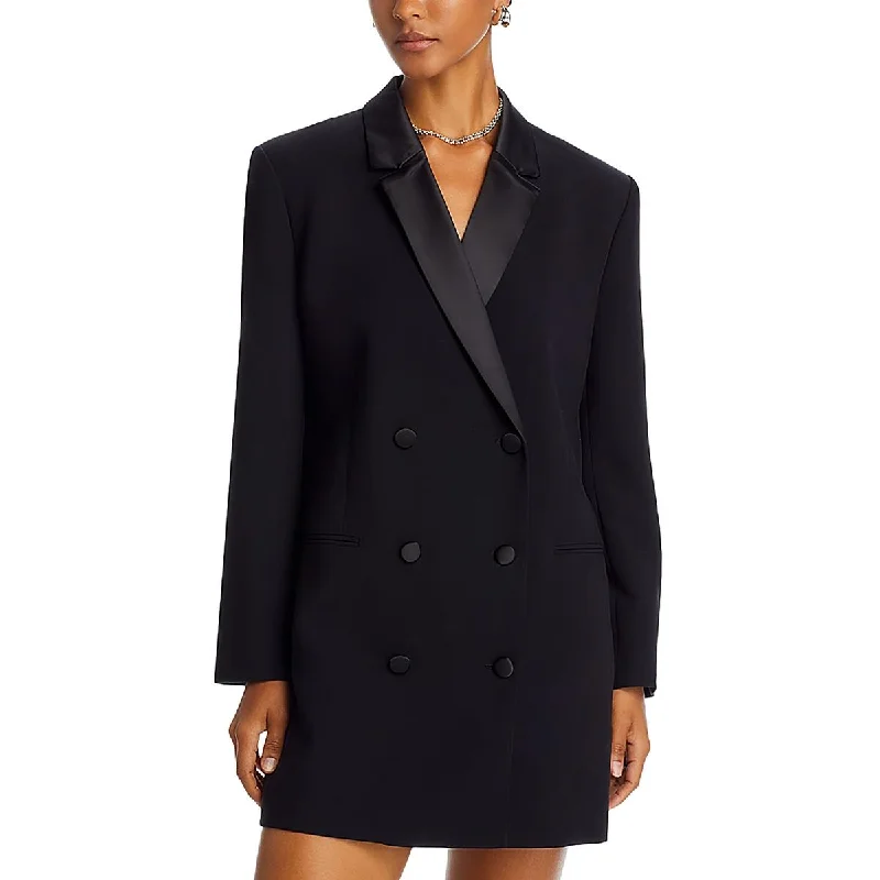 Womens Blazer Collar Mini Dress Chic Halter Mini Dress