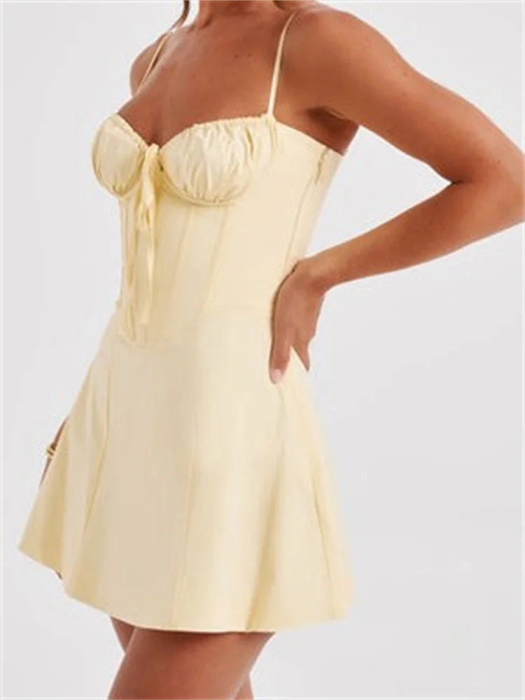 Y2K Corset Bodycon Sexy Sequined Tie-Up Mini Dresses Fashionable Lace Mini Dress