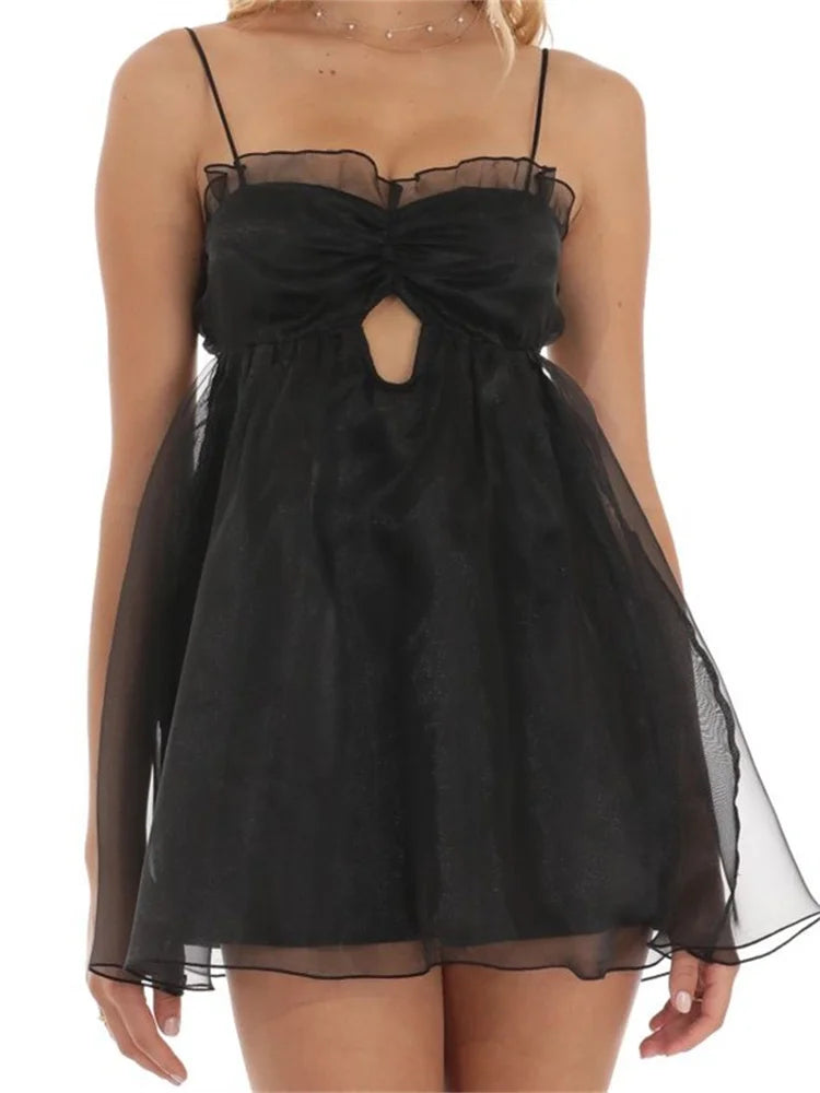 Summer Casual Mesh Sleeveless Mini Dresses Fashionable Boho-Chic Mini Dress