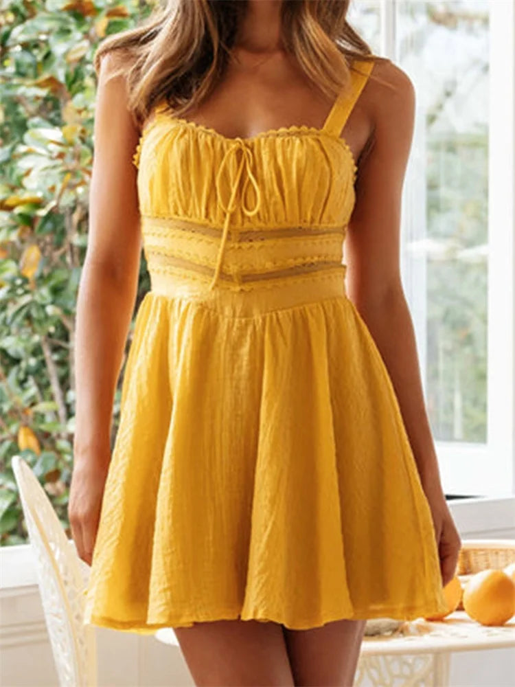 Summer A-Line Sleeveless Strap Mini Dresses Elegant Sequin Mini Dress