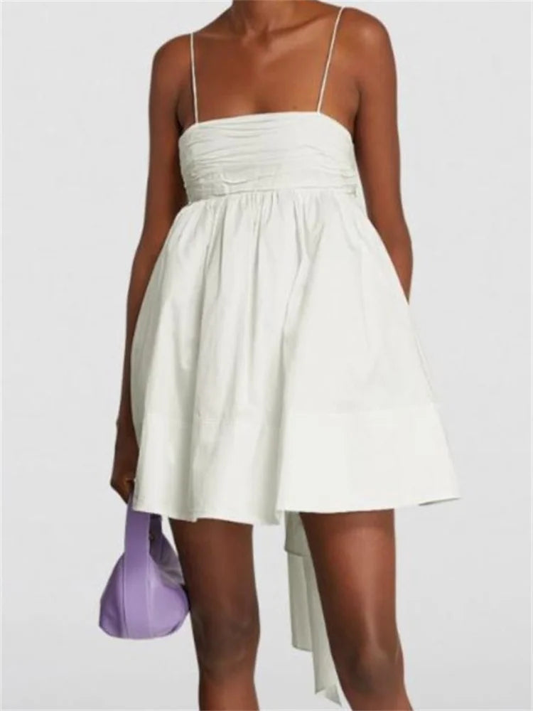Sleeveless Strap Backless Bow Patchwork Mini Dresses Elegant Velvet Mini Dress