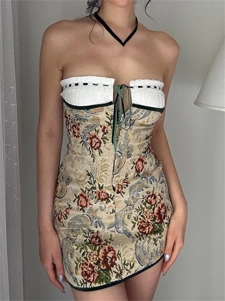 90s Aesthetic Strapless Tube Mini Dresses Comfortable Polka Dot Mini Dress