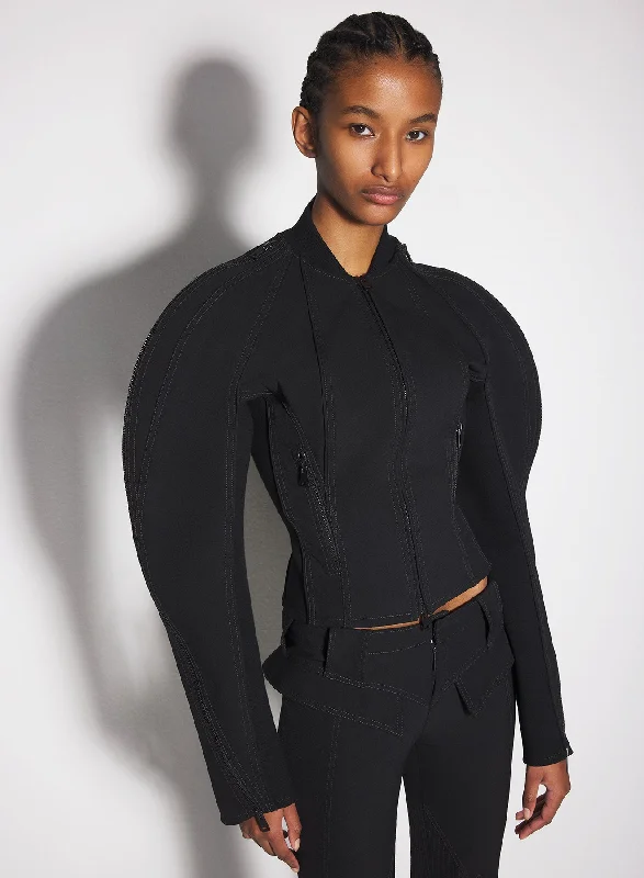 black sculptured scuba jacket Fitted Jacket Loose Jacket Oversized Jacket