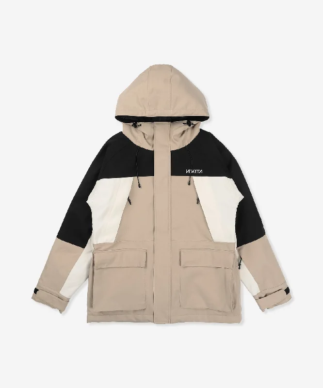 BLOCKING SNOW JACKET - BEIGE Collared Jacket Crew Neck Jacket Turtle Neck Jacket