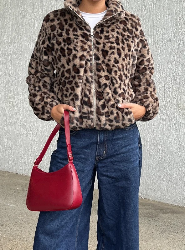 Caine Faux Fur Jacket Leopard Jacket Blazer Coat