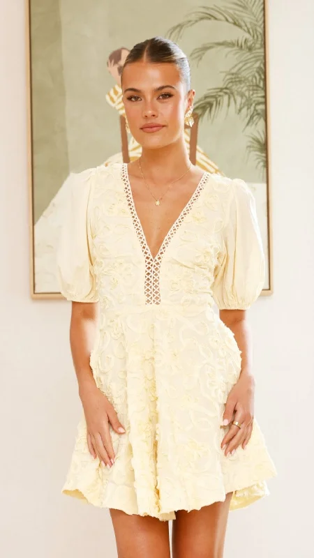 Calanthe Mini Dress - Lemon Stylish Summer Mini Dress