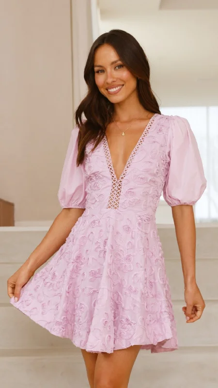 Calanthe Mini Dress - Lilac Elegant Lace-Up Mini Dress