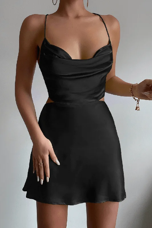 Charissa Mini Dress - Black Stylish Puff Sleeve Mini Dress