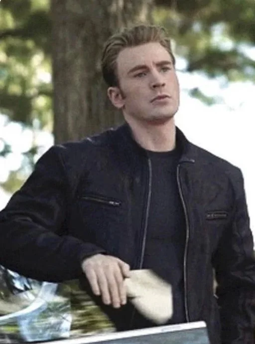 Chris Evans Avengers endgame leather jacket for men Welt Pockets Slit Pockets Flap Pockets