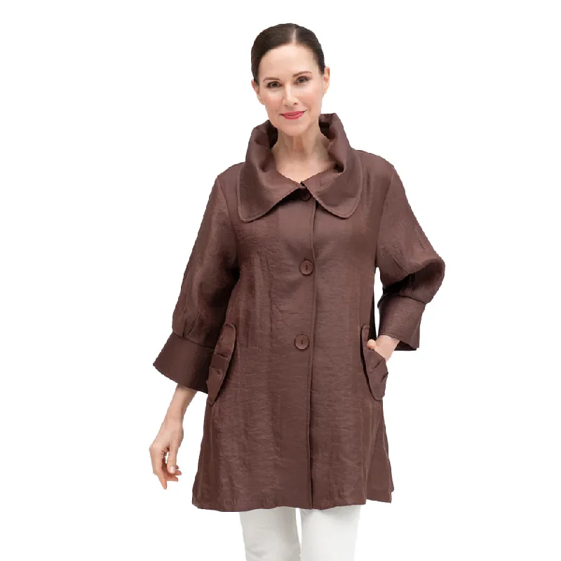 Damee Signature Swing Jacket in Espresso - 200-ESP Print Jacket Jacquard Jacket Patchwork Jacket