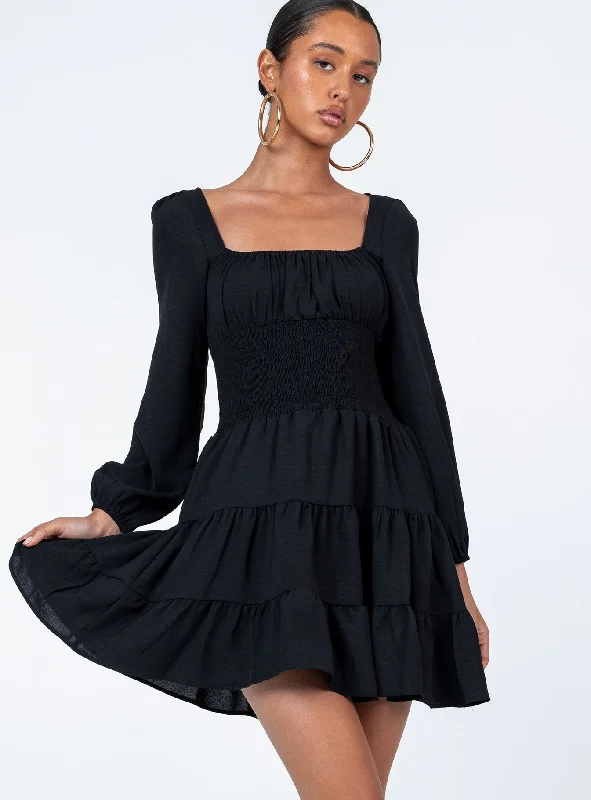 Devante Mini Dress Black Comfortable Ruffle Mini Dress