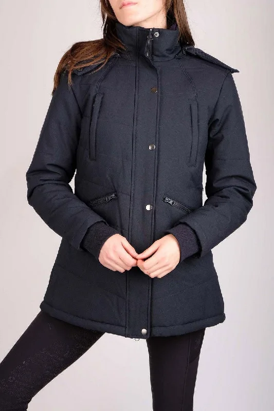 Dicte Short Jacket - Navy Stand-Up Collar Roll-Neck Collar Turtle Neck