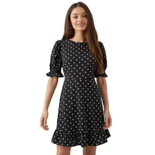 Dorothy Perkins Womens/Ladies Spotted Ruffle Hem Petite Mini Dress Casual Mini Dress with Pockets