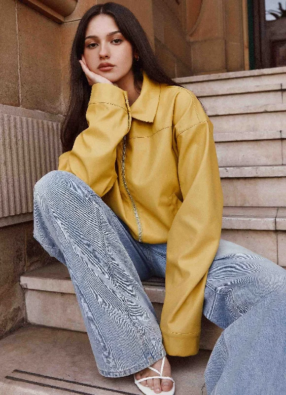 Elara Oversized Jacket - Yellow Denim Jacket Leather Jacket Suede Jacket