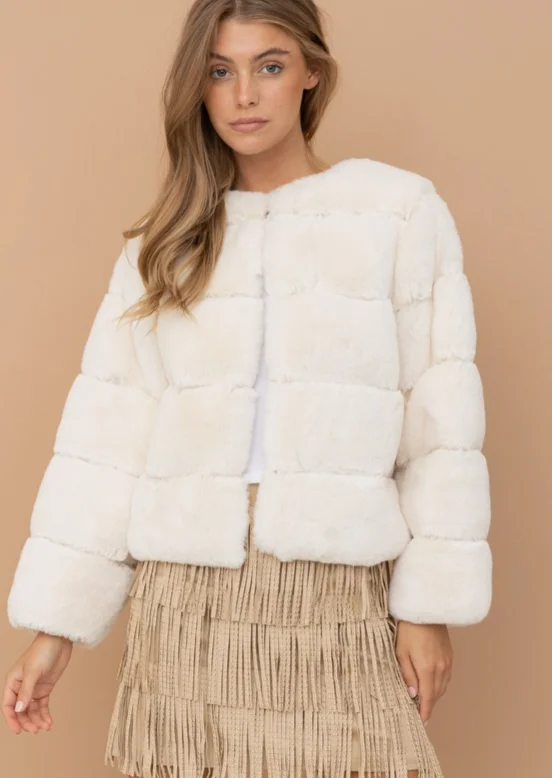 Ella Fur Jacket Ivory V-Neck Jacket Boat Neck Jacket Square Neck Jacket