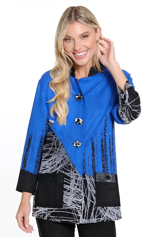 Faux Knit Suede Jacket - Petite - Cobalt Hoodie Zip-Up Jacket Button-Up Jacket