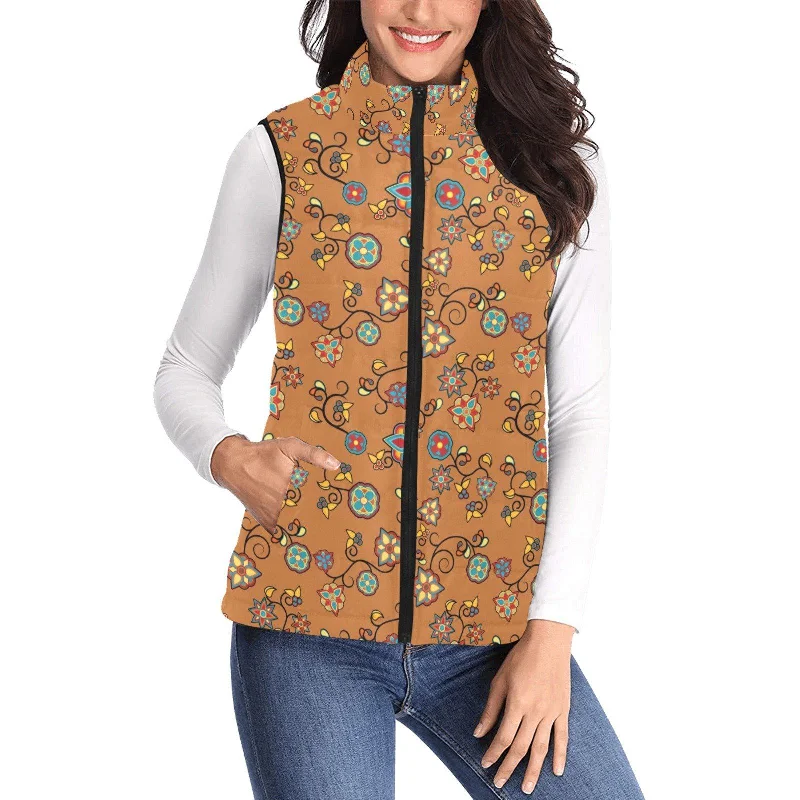 Fire Bloom Light Women's Padded Vest Jacket Toggled Jacket Drawstring Jacket Belted Jacket