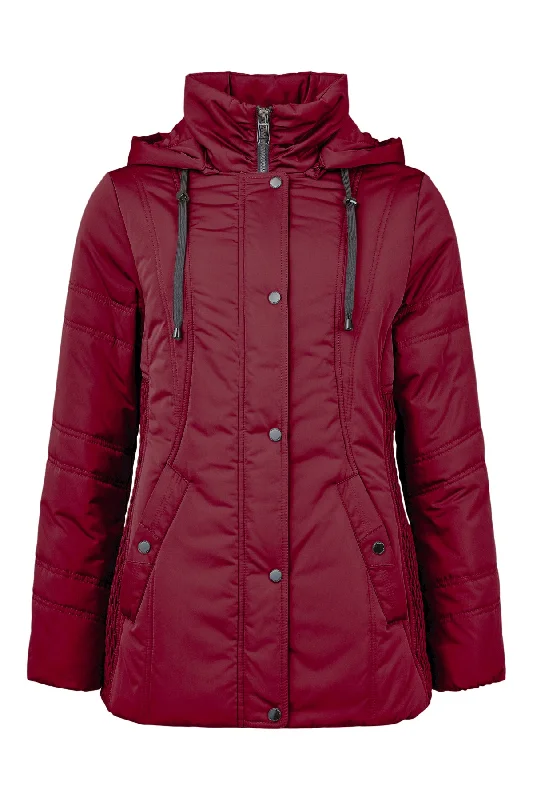 Fransden Wine Quilted Jacket with detachable hood 935 Print Jacket Jacquard Jacket Embroidered Jacket Fransden Wine Quilted Jacket with detachable hood 935 Print Jacket Jacquard Jacket Embroidered Jacket