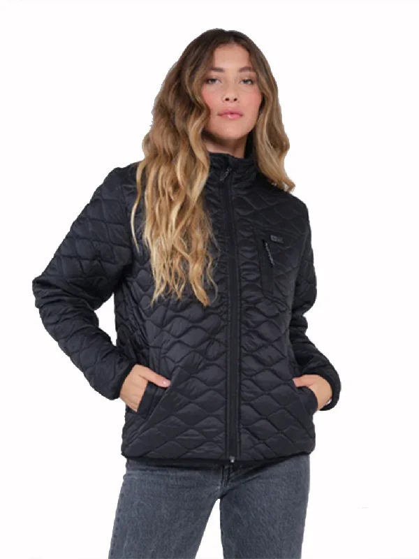 Gale Wind Black Puffer Jackets Zip Front Button Front Snap Front