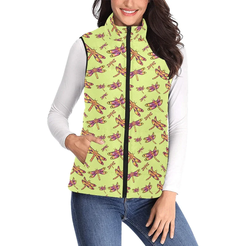 Gathering Lime Women's Padded Vest Jacket Trench Coat Raincoat Waterproof Jacket