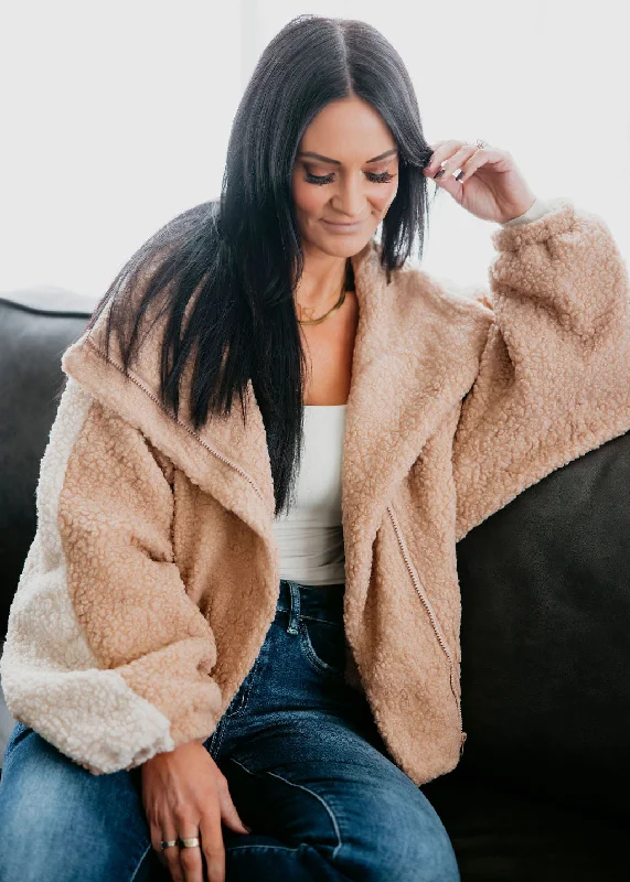 Gemma Colorblock Sherpa Jacket Wool Jacket Cashmere Jacket Tweed Jacket