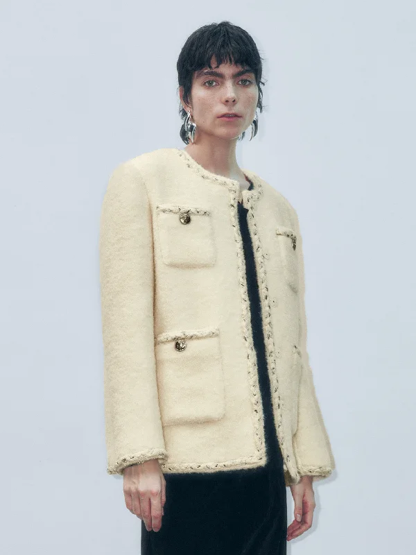 Glamor Loose Tweed Jackets Appliqued Jacket Beaded Jacket Sequined Jacket