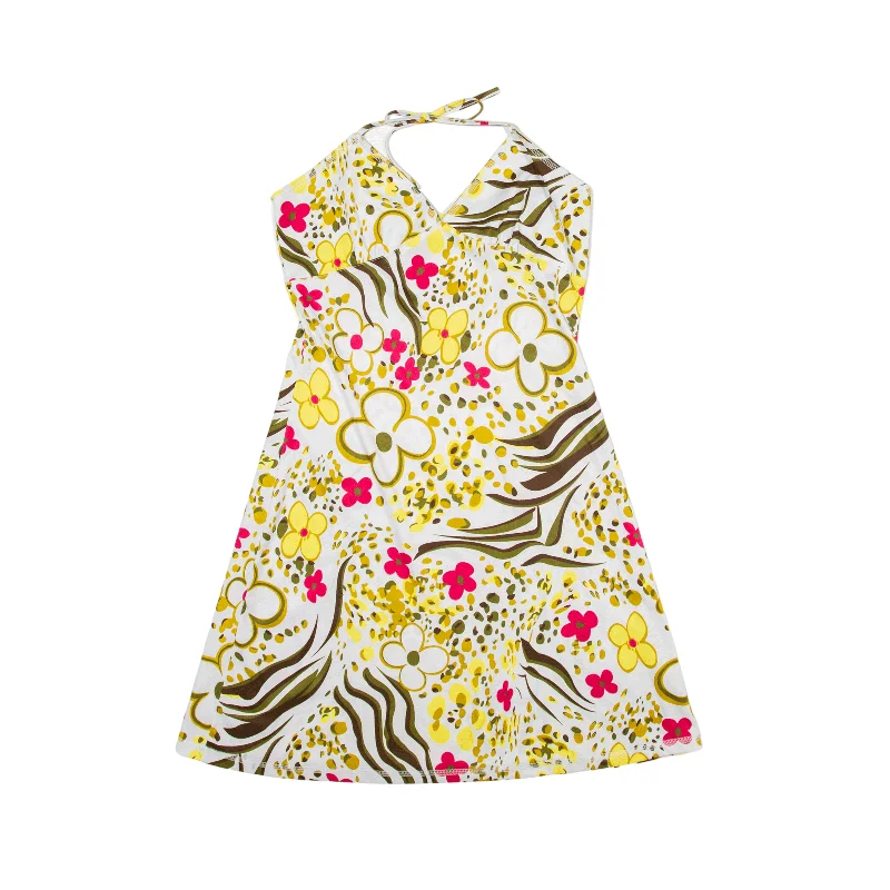 GRAN FASHION Y2K Mini Dress White Floral Sleeveless Short Womens UK 10 Cozy Cowl Neck Mini Dress GRAN FASHION Y2K Mini Dress White Floral Sleeveless Short Womens UK 10 Cozy Cowl Neck Mini Dress