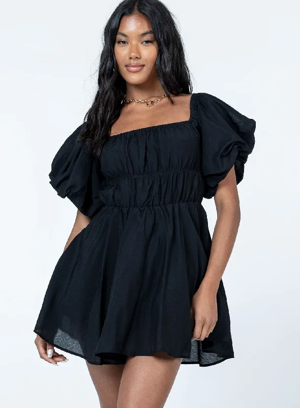 Halton Mini Dress Black Cozy Long Sleeve Mini Dress